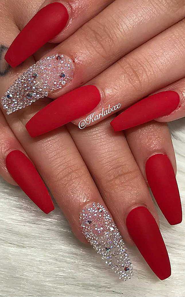 24 Matte Red Nails Ideas. Successful Acrylic and Coffin ...